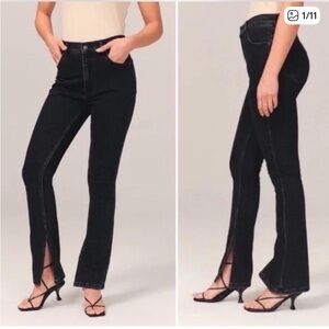 Abercrombie & Fitch The Skinny High Rise Jeans Black Slit Size 29/8 Long Length
